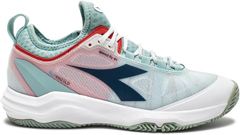 DIADORA Women`s Speed Blushield Fly 4 AG Tennis Shoe, White/Legion Blue