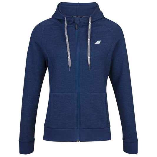 Babolat Women's Exercise Hooded Tennis Training Jacket, Estate Blue Heather (US Size Large)
