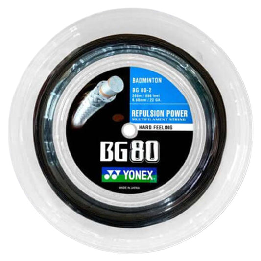 Yonex BG 80 Badminton String 200m Reel (Black)