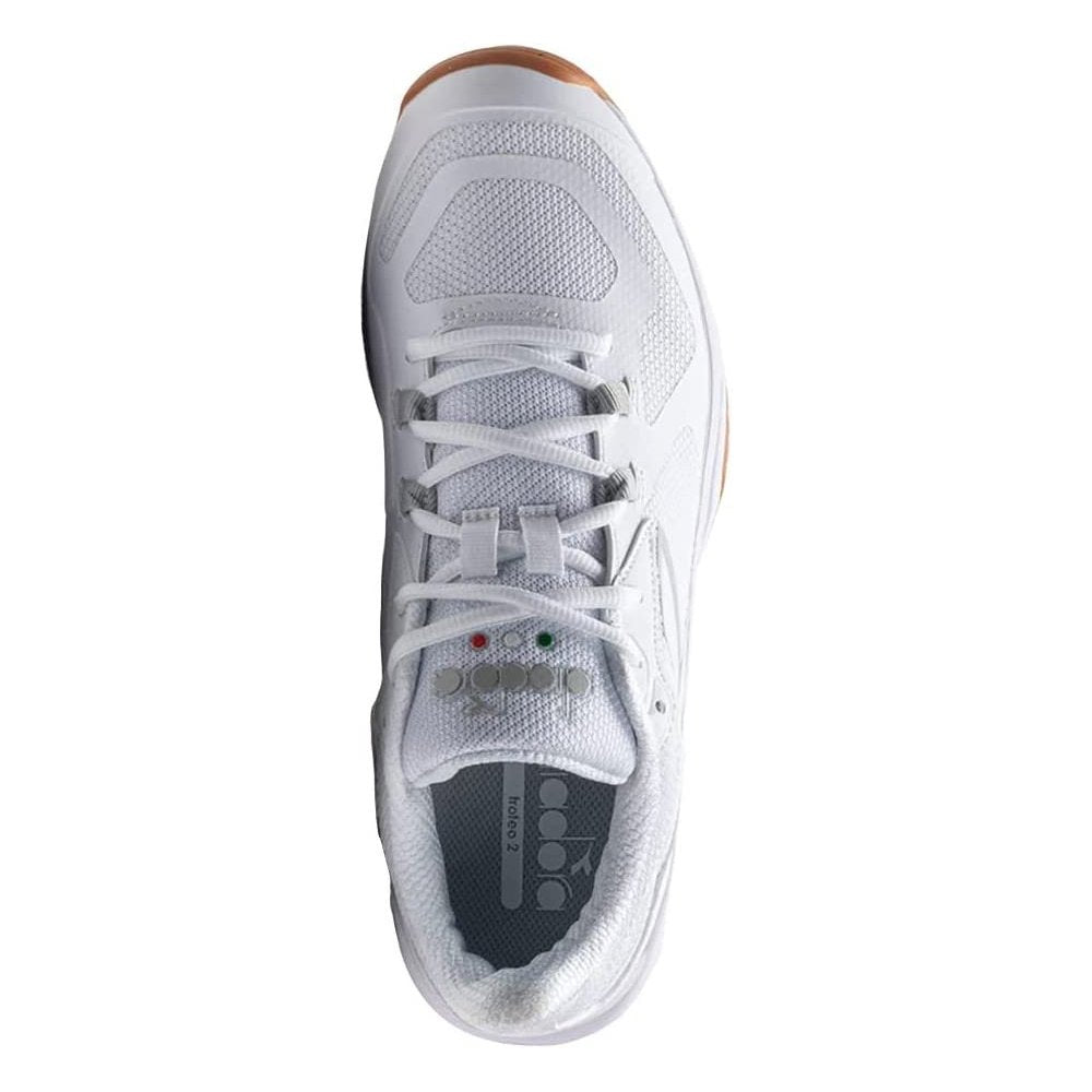 Diadora Trofeo 2 Indoor Mens Tennis Shoes (White/Silver)