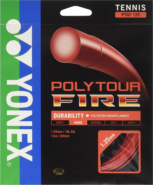 Yonex Poly Tour Fire 16L Tennis Racquet String (Red)