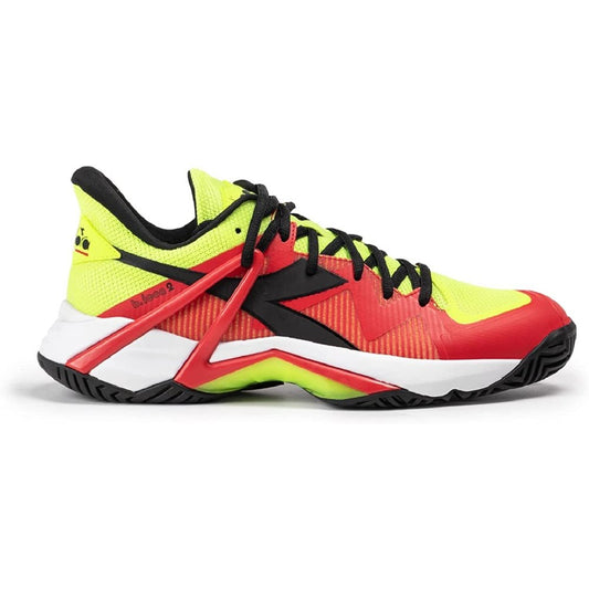Diadora Men's B.icon 2 AG Tennis Shoes (Yellow Fluo/Blk/Fiery Red)