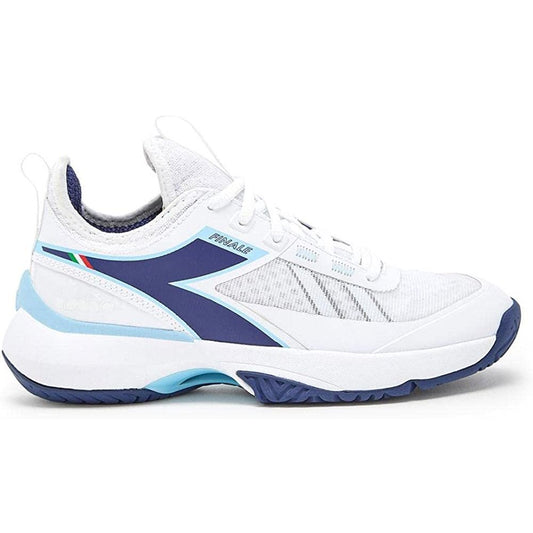 Diadora Women's Finale All Ground Tennis Shoe (White/Blue Print)