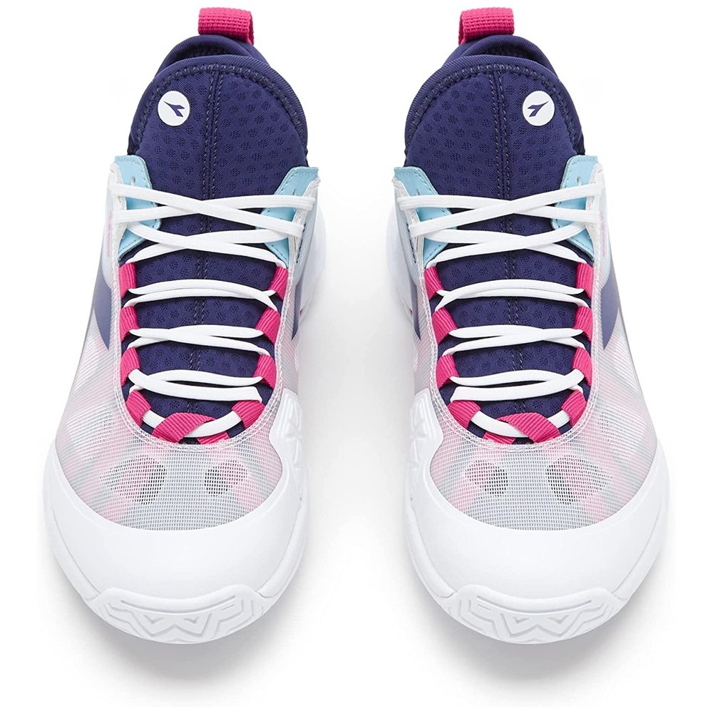 Diadora Women's Speed Blushield Fly 4+ All Ground Tennis Shoe (White/Blueprint/Pink Yarrow)