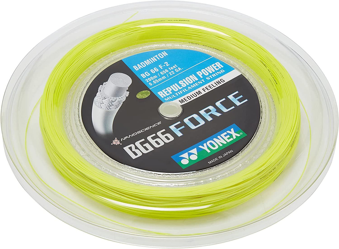 YONEX BG 66 Force Badminton String 200m Reel-(Yellow)