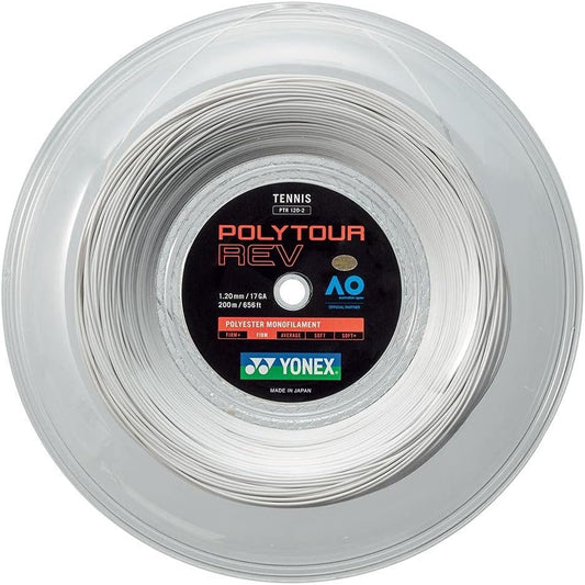 YONEX Poly tour Rev Tennis String White; 1.25 mm / 16L GA; 200 m / 656 ft REEL
