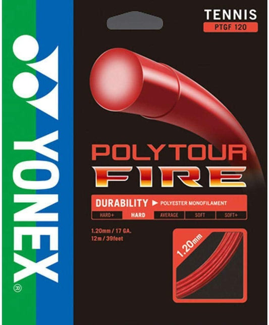 Yonex Poly Tour Fire 16 130 Tennis Racquet String Red