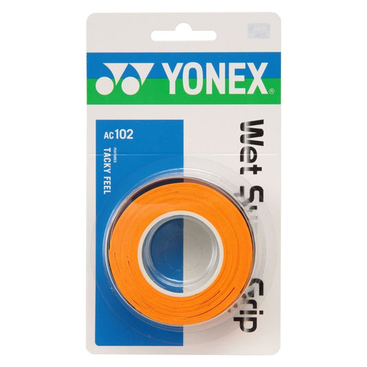 Yonex Wet Super Grip Racquet Overgrip 3 Pack Orange